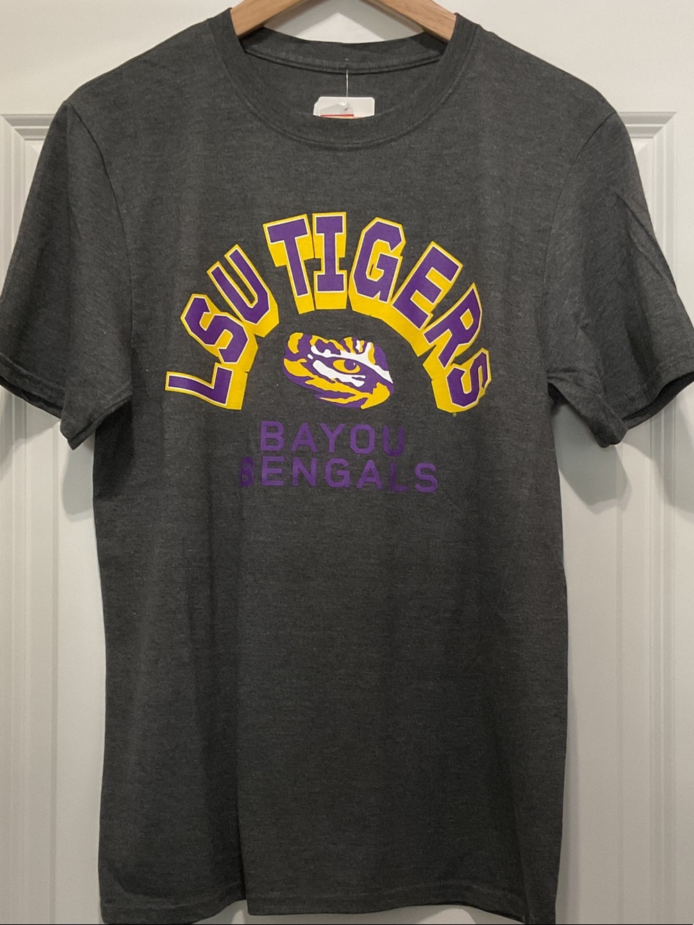 LSU Tigers Charcoal Short Sleeve Tee - Purple & Gold Graphics